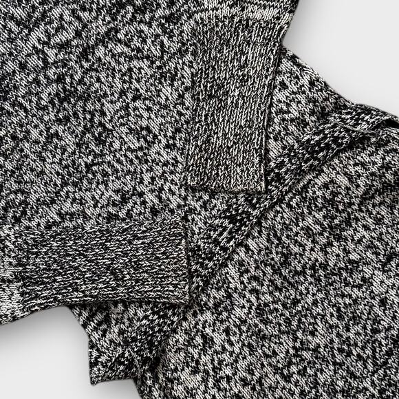 GAP BLACK WHITE BELTED CARDIGAN RIBBED CUFFS POCKETS COZY LARGE - Picture 6 of 9